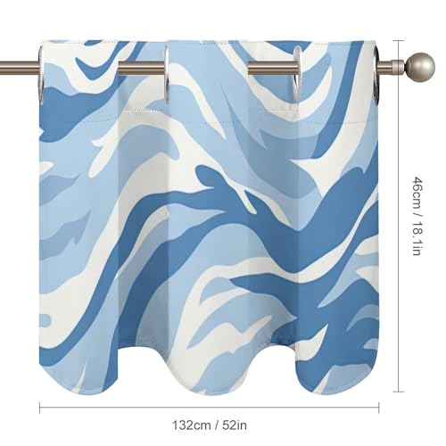 Cortinas de cocina étnicas con cenefa de tigre azul de 52x18 pulgadas para ventanas pequeñas 6