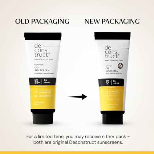 Image of Deconstruct Gel Sunscreen for Oily skin SPF 50 PA++++ |100% Photostable Sunscreen |4 New Gen UV Filters |In-Vivo |Lightweight, Airy, Non-greasy |For oily, combination, normal skin |For Men & Women - 80gm