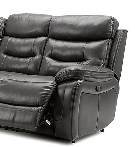 Image of Torque - Joel 3 Seater Leatherette Manual Recliner | Recliner Sofa /Chair for Living Room, Bedroom, Office (Grey) | 1 Year Warranty