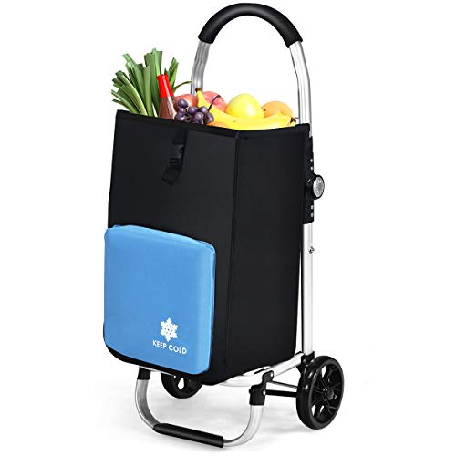 DREAMADE Multifunktionaler Einkaufstrolley, Einkaufswagen Einkaufsroller Klappbar, Marktroller Einkaufstasche auf Rollen… – Bild 3