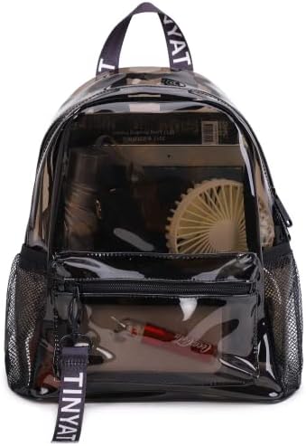 TINYAT Heavy Duty Transparent Clear backpack See Through Clear Bag PVC Backpack for Gym, Concerts, Sports, Travel T9051