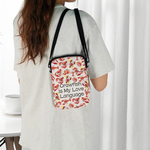 JXGZSO Funny Lobster Gift Crawfish Is My Love Language Lobster Crossbody Bag With Zipper Crawfish Lover Gifts Foodie Gifts4