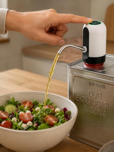 Image of Automatic Oil Dispenser Pump for 15 Litre /Kg Oil Tin, Stainless Steel, USB Rechargeable, Smart Touch Operation, Continuous Flow, Food-Grade Silicone Tube, Leak-Proof Oil Pump for Kitchen (Pack of 1)