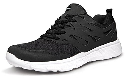 TSLA Men's Lightweight Sports Running Shoes, Groove Mesh(x710) - Black, 9