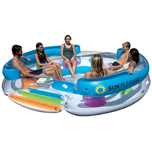 Sun Pleasure Tropical Tahiti Floating Island, Giant Float and Carrying Bag - use in Lake, Ocean, River, Pool Floats for up to 6 People Pump Not Included