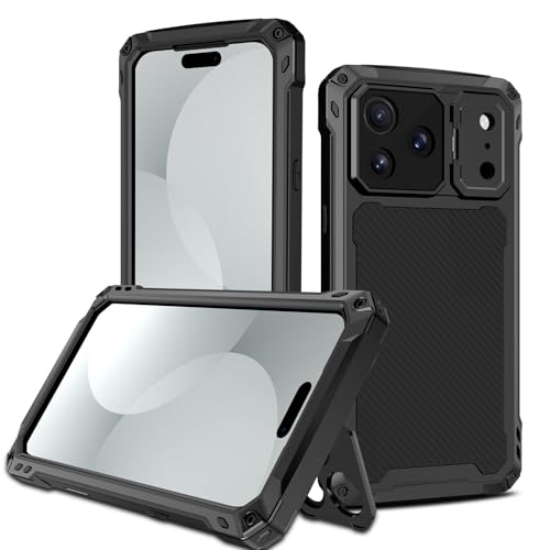 Coque iPhone 16 Pro Max silicone rigide bleu avec béquille de visionnage mains libres