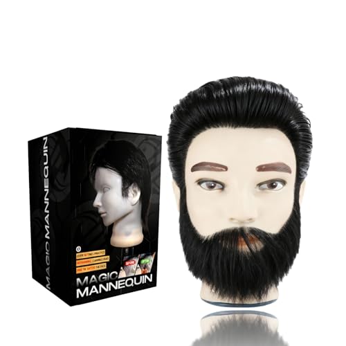 Male Mannequin Head, with 40' Straight Human Hair, Can Use 30 Times for Barber Shop and Cosmetology...