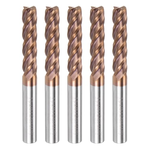 Image of HARFINGTON 5pcs Carbide Square End Mills 8mm (5 /16 inch) Dia 8mm (5 /16 inch) Shank 75mm (3 inch) Extra Long HRC55 TiSiN Coated Micro-Grain Tungsten Carbide 4 Flutes Milling Bit Cutter