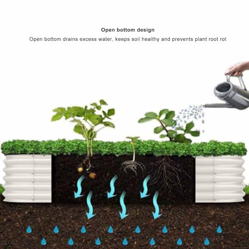Lit de jardin surélevé en acier inoxydable design ovale blanc