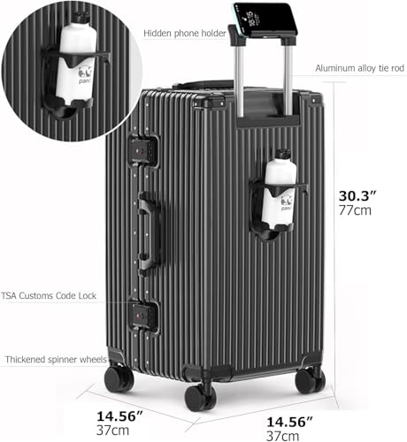 Image of feilario Super Large Aluminum Frame Checked Luggage, Removable Wheels | Zipperless access, PC shell, TSA lock, cup /phone holder and 126L capacity suit dorm moves, moving and long trips