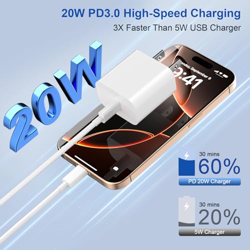 50% Off 3-Pack 20W Fast iPhone Charger with 6FT Cable