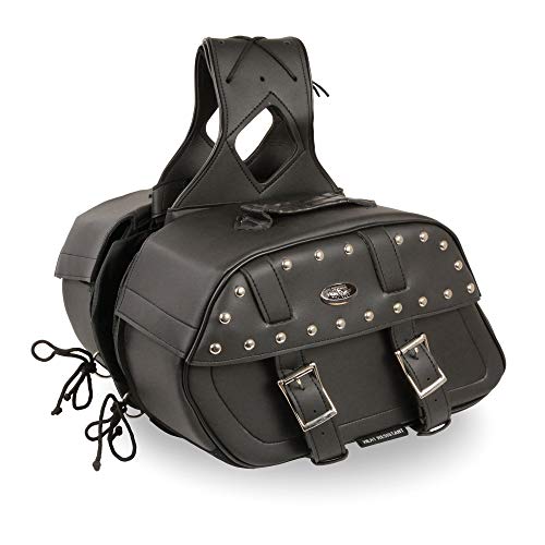 Image of Milwaukee Leather Studded Throw-Over Motorcycle Saddlebags - Synthetic Leather - Universal Fit - Zip-Off - Large