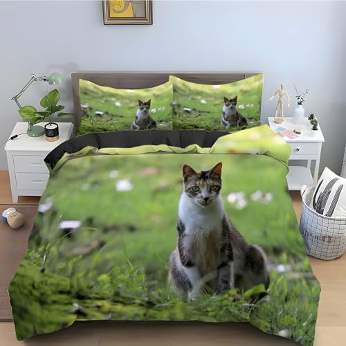 Parure de Lit 220x240 Chat Évite la Transpiration Housse Couette Microfibre Fermeture Éclair - 2