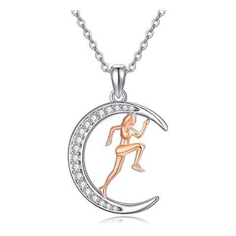 Runner Necklace for Women Sterling Silver Keep Running Moon Necklaces Runner Jewelry Cover