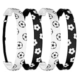 Alrhso Soccer Headband for Girls 4 Pcs Adjustable Non-slip Soccer Headband Football Hairband Gifts Sport Hair Bands for Girls (Black, White)