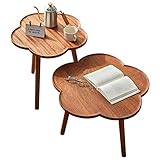 Juego de 2 Mesas Laterales auxiliares,Mesas de Centro anidadas de Madera Maciza,Mesa Nido Mezcla Creativa,Mesa de café Acento Moderno,para Espacio pequeño, Dormitorio, Sala de Estar, balcón
