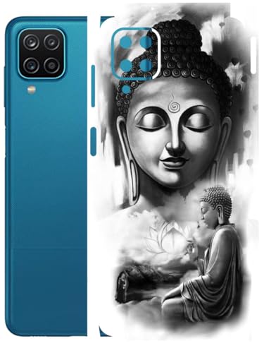 Image of AtOdds - Full Body Back Screen Guard Protector Film - Lamination Wrap Skin Sticker Compatible with Samsung Galaxy M12 | Scratchproof Matte Finish (Buddha)