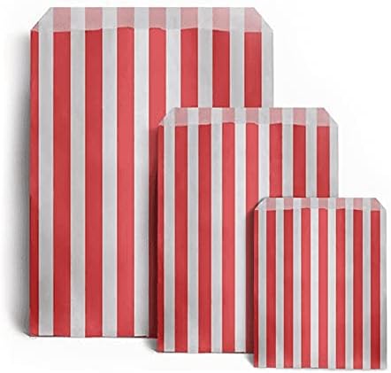 Be Smart 100 - Striped Candy Paper Bags For Sweet Flavor Buffet Wedding Cake Gift Shop (5'' X 7'') (Dark Blue, Qty: 100 Bags - View #4