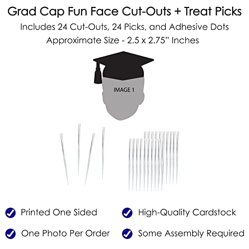 Big Dot Of Happiness BD3016DT-CUSTOM Grad Cap Fun Face Cutout Dessert Cupcake Toppers - Custom Graduation Photo Head Cut Out Clear Treat Picks thumb #4