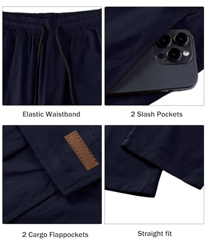 Image of Comdecevis Men's Casual Cargo Pants Workout Joggers Stretch Sweatpants Hiking Drawstring Tactical Pants with Multi Pockets