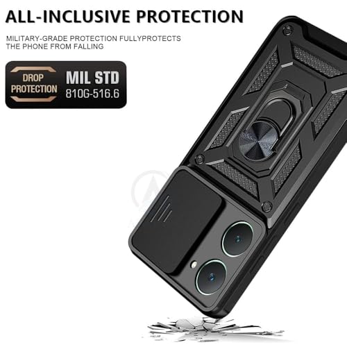 Image of AIBEX Back Cover for iQOO Z9 Lite /Vivo Y28S 5G / Vivo T3 Lite /Vivo Y18 / Vivo Y18e / Vivo Y18i / Vivo Y18t | D10 Tough Armor Case | Sliding Camera Shield | 360 Protection | Kickstand Holder