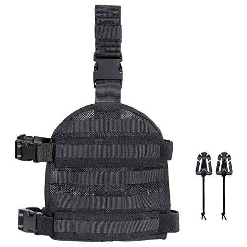Taftacfr Tactical Heavy Duty Mesh Molle Drop Leg Platform Universal Drop Leg Panel With Adjustable Belt & Thigh Straps (Black) #TOP10