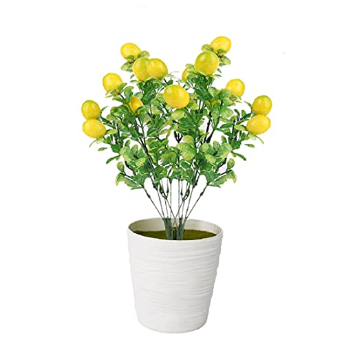 Townus 2 Pack Artificial Lemon Branches Yellow Lemon And Green Leaves Artificial Floral Picks For Home Party Spring Summer Garden Table Decorations - Flowerpot Not Included #TOP4