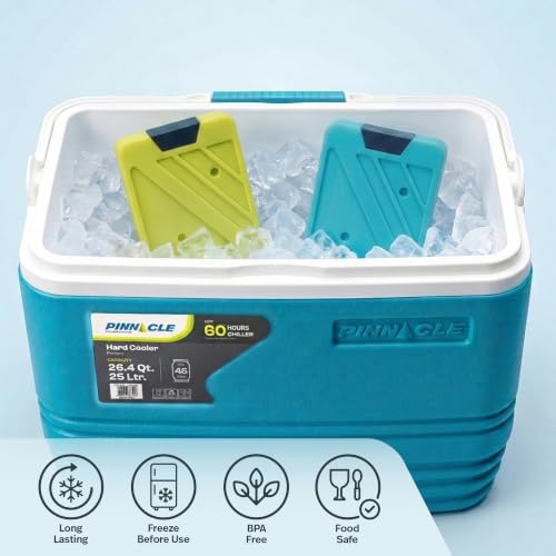 Image of Pinnacle Ice Bricks 350 ML (Pack of 2) | Ice Pack for Ice Box | Leakproof Cold Pads | Reusable Long Lasting Freezer Ice Blocks | Cooler Accessory for Camping, Travel & Picnic