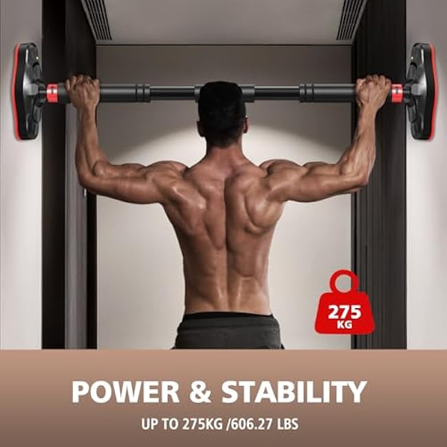 Pull Up Bar for Doorway, Adjustable Door Frame Pull Up and Chin Up Bar, Total Upper Body Workout Bar for Home Gym Workouts