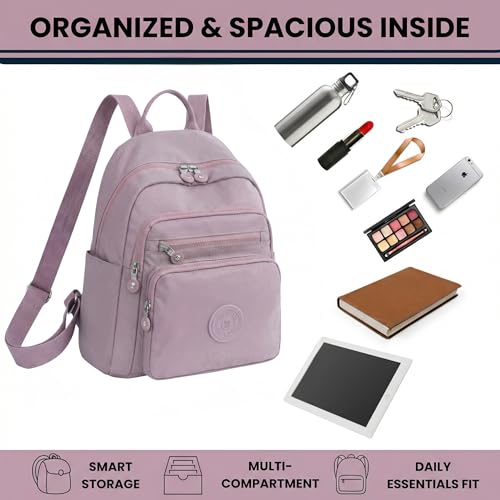 Image of TS WITH TECHSUN Stylish Lightweight Water Resistant Backpack for Women Girls | Anti-Theft Adjustable Shoulder Strap Bag | Multipocket Daypack for Travel, Shopping, Office, Work