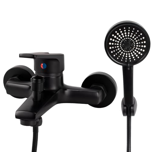 Grifo Negro de Ducha con Ducha de Mano y Mezclador