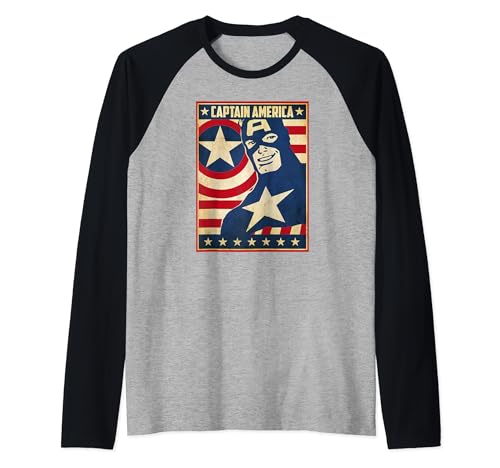 T-shirt Captain America Marvel Vintage Style Baseball Idéal pour vos Sorties Geek Décontractées