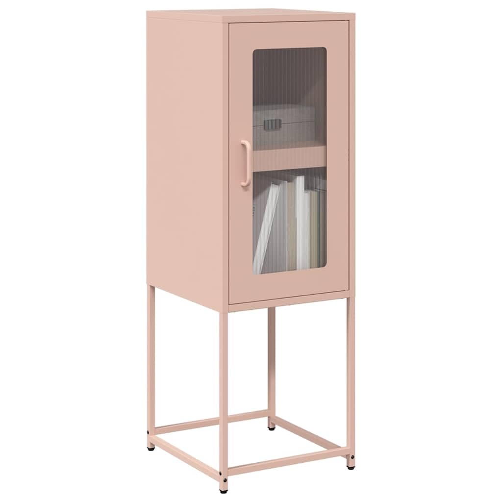 Credenza Rosa in Acciaio Laminato a Freddo 36x39x107 cm con Ampio Spazio di Archiviazione e Maniglie Pratiche, Mobile Multiuso per Cucina Bagno o Ingresso, Struttura Stabile