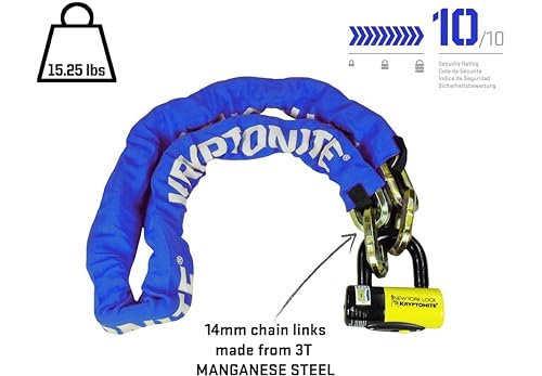 Kryptonite New York Fahgettaboudit Chain 1415 & New York Disc Lock (Weight 15.25 lbs)