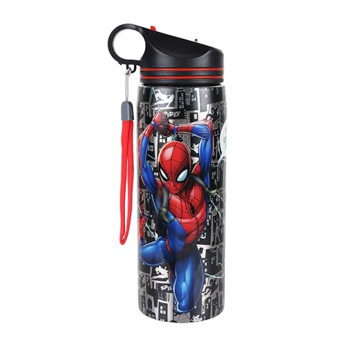 Image of Marvel Avengers Stainless Steel Sipper Water Bottle (700ml) - Cartoon Character Print, Leakproof & Durable, Single Wall Bottle for Boys, Girls, Kids & Adults | Gym, Office, School, College Use