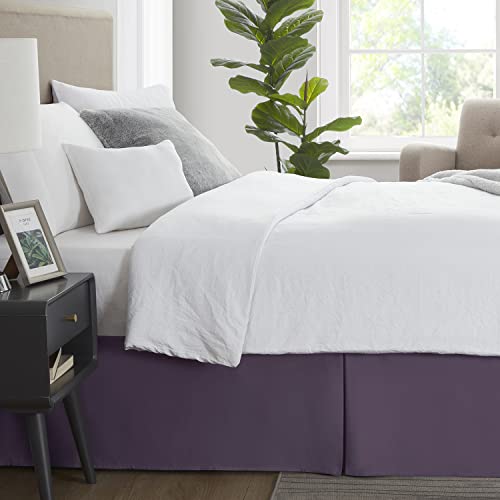 Image of Nestl Dark Purple Bed Skirt Cal King Size - Cal King Bed Skirt 14 Inch Drop - Brushed Microfiber Bed Skirts - Hotel Quality Pleated Bed Skirt - Shrinkage & Fade Resistant