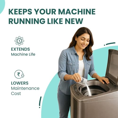 Image of Happi Planet Washing Machine Cleaner & Descaler Powder | 4 Sachets (20g Each) | Removes Limescale, Dirt & Soap Scum | Deep Drum Cleaner for Top Load & Front Load Machines | Eliminates Odor & Residue