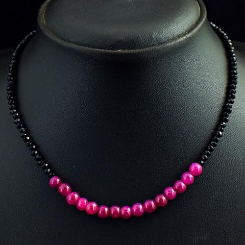 53 Cts Earth Mined Single Strand Spinel & Onyx Beads Womens Necklace CHIK_NECKLACE-42735