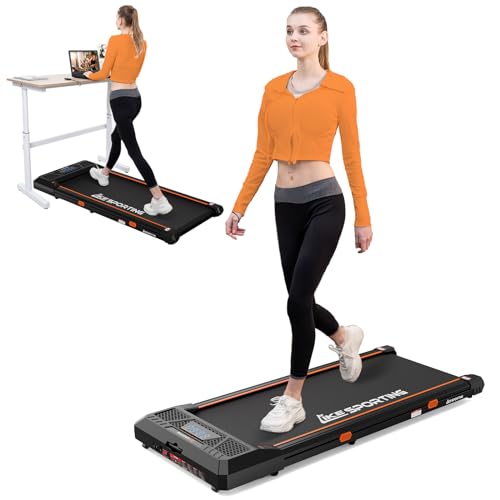 LIKESPORTING Treadmills for home,Under Desk Treadmill with Remote,Electric Walking pad with 1-6km/h,LED Display and Bluetooth Speaker,No Assembly