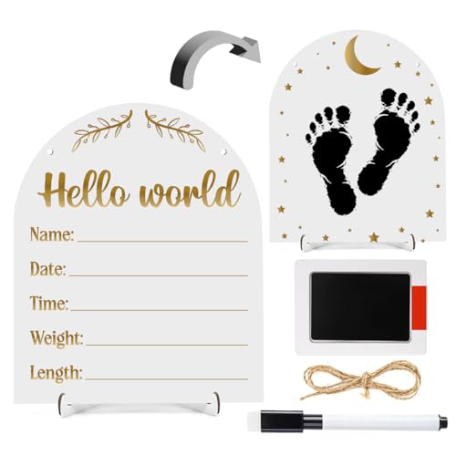 JHFDTY Hello World Newborn Baby Name Birth Announcement Sign for