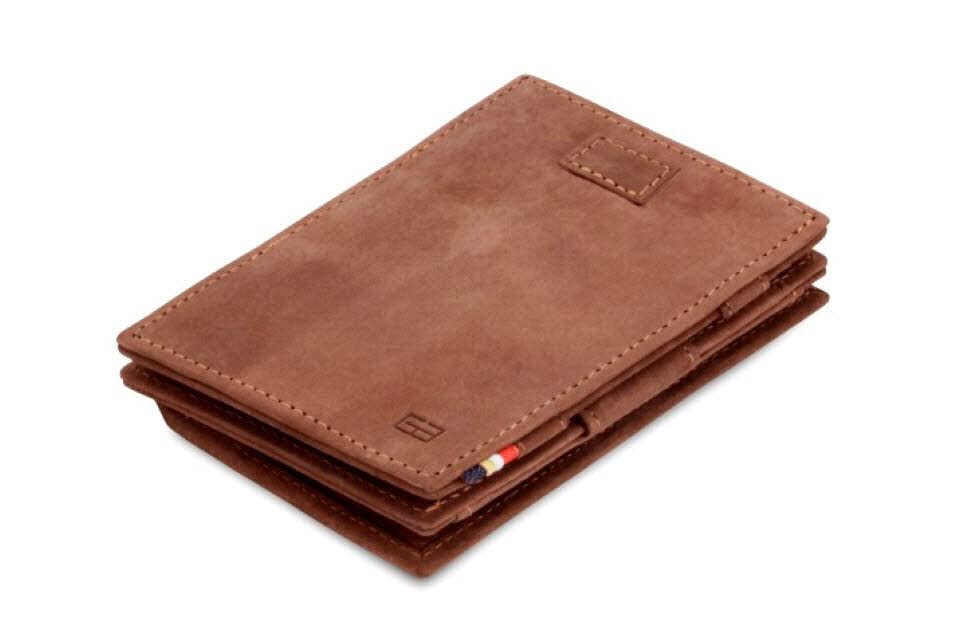 GARZINI Cartera Mágica RFID para Hombre – Billetera Slim de Cuero Negro Carbón con Tarjetero y Lengüeta – hasta 8 Tarjetas – Estilo Minimalista y Elegante – Regalo Ideal – Marrón Java