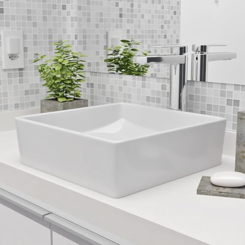 Cuba Pia De Apoio Em Louça Quadrada 37x37cm Para Banheiro e Lavabo Jasmim