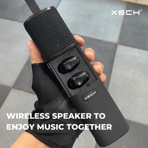 Image of Xech Speaker Pods 3.0 Wireless Bluetooth Speaker with TWS Earbuds & 1500mAh Power Bank 3 in 1 Design (Black)