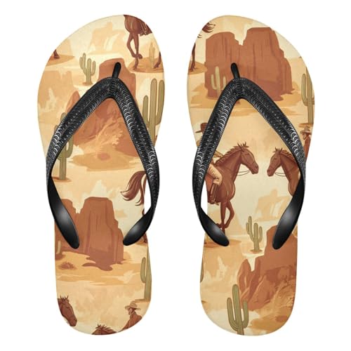 STAYTOP Cowboy Rides A Horse Across The Desert Flip Flops Sandals of Men's & Women's,Sandals Beach Slippers Shower Slides
