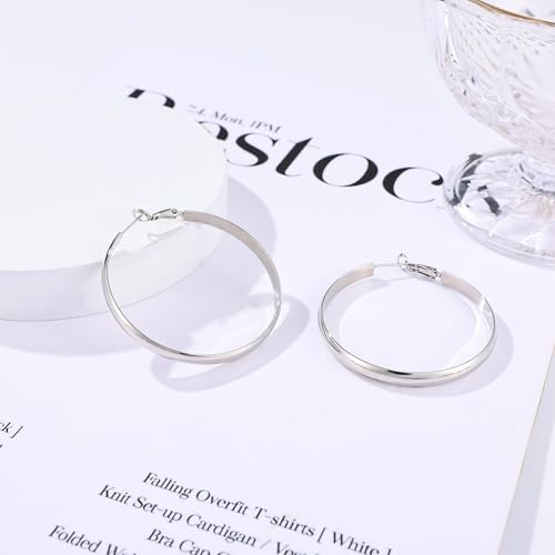 Image of Gacimy Gold Hoop Earrings for Women with 925 Sterling Silver Post | Hypoallergenic Lightweight Thick Hoops Earrings for Women Trendy Jewelry Gift