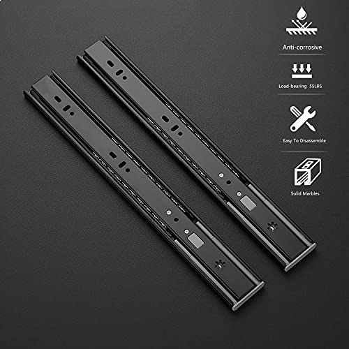 Image of Ravinte 14 Inch Soft Close Drawer Slides 2 Pairs 4 Pack Black Full Extension Ball Bearing Drawer Glide Side Mount