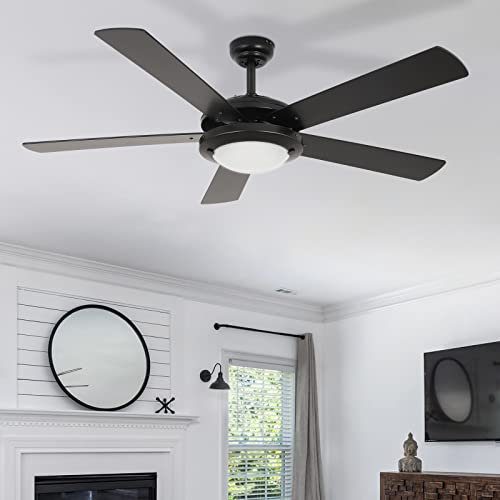 Hykolity 52 Inch Ceiling Fans With Lights(2*E26 Base Bulb Included) Remote Control, Reversible Motor And Blades, Etl Listed, For Patio Living Room, Bedroom, Office - Black #TOP6