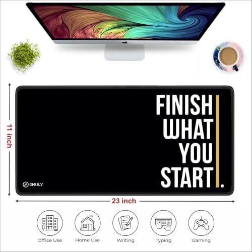 Image of Large Desk Mat, Extended Mouse Pad 58.5 x 28 cm, Desk Pad, Washable Mousepad, 2mm Thick Non-Slip Rubber Base, Stitched Edges for Office, Home & Workstation (Multicolour)