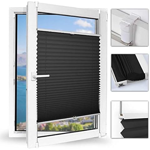 Achollo Plissee klemmfix ohne Bohren faltrollos für Fenster Sonnenschutzrollo 60 x 130 cm für Wohnzimmer Cover