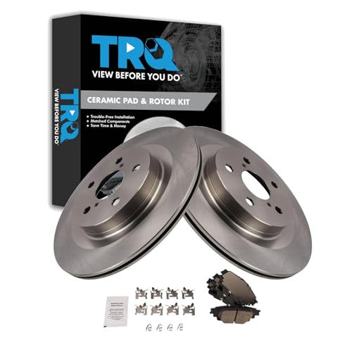 Image of TRQ Rear Brake Pad and Rotor Set Ceramic Rotors Compatible with 2021-2022 Toyota Sienna